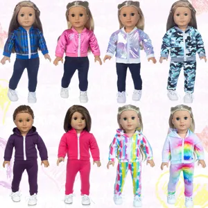 45cm doll clothes set casual hoodie trousers fashion sportswear for 18 inch dolls gifts