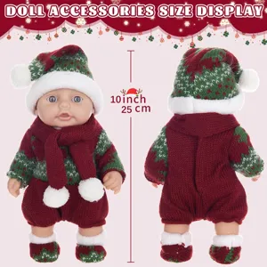 Weihnachten Reborn Baby Puppe Vinyl Beruhigende Figur Puppe Mit Gestrickter Mütze Pullover Outfit Feiertagsgeschenk Spielzeug Für Kinder