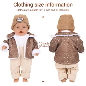 Winter doll clothing set for 16 and 18 inch dolls jacket and pants detailed view