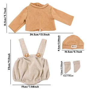 Cute 43cm doll clothes set autumn winter outfit sweater overalls hat socks for girls toys