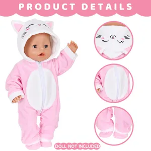 Winter pluche cartoon pop kleding set voor 18 inch Amerikaanse poppen en 43cm poppen.