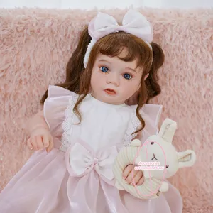 Cute reborn doll clothes set 18-22 inch pink lace dress headband detail shot for cute baby dolls