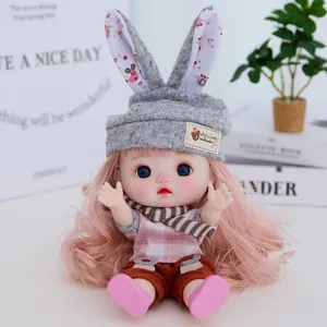 9-inch vinyl doll, moveable joints, cute pink curly hair, fashionable dress up toy gift.