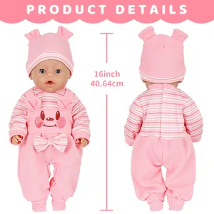 16 inch pluche tekenfilm poppenkleding set winter roze schattige outfit voor poppen