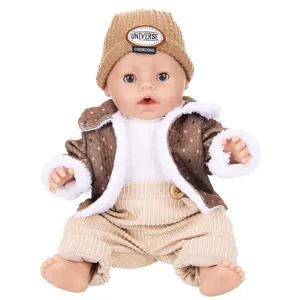 43cm baby doll winter outfit set with knitted hat and plush coat for 18 inch dolls