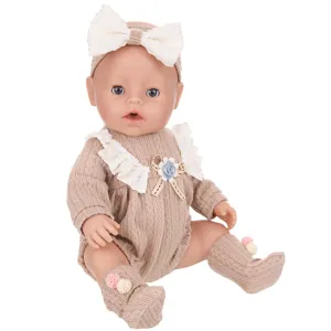 43cm doll knitted outfit set with headband and socks for baby dolls fashion accessories