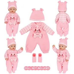 43cm pop kleding set roze gestreept romper hoed schoenen voor baby poppen speelgoed