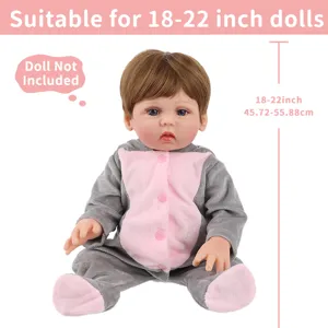 Cute 18-22 inch reborn doll clothes grey plush onesie outfit for cute baby dolls main view