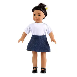 Casual Doll Clothing T-Shirt And Denim Skirt Outfit For American Girl Dolls Accessories Kids Dress Up Fashion Toy Apparel