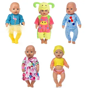 Cute Doll Clothes Set For Reborn Baby Dolls Vinyl Doll Outfits Cartoon Print Accessories For Large Dolls