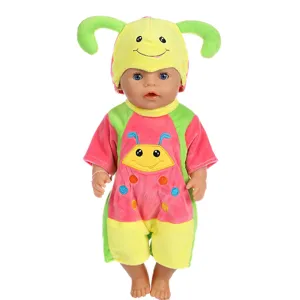 Cute 18 inch reborn doll clothes set with a funny bug costume, perfect for toy dress up.