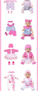 18 inch baby doll clothes cute pink floral onesie dress knit cardigan outfit set for kids