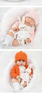 18 inch reborn baby doll vinyl washable infant doll with cute knit clothes and rabbit toy