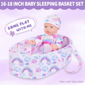 18 Inch Baby Doll Sleeping Basket Set Reborn Nursery Bassinet Carrier Toy Accessory