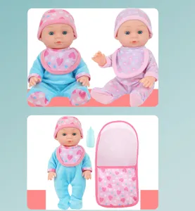 9.5 Zoll Vinyl Babypuppe Set süßes Reborn Kleinkind Spielzeug mit Fläschchen und Schlafsack für Kinder