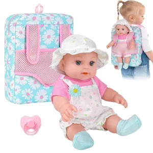 12 Zoll Reborn Puppe mit Blumen Rucksack Trage Set Fruehfoerderung Spielzeug fuer Kinder