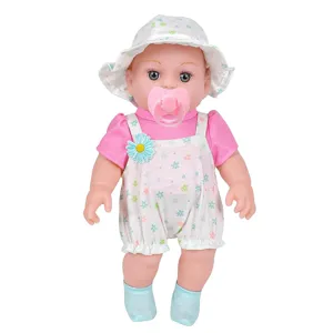 12 zoll vinyl reborn baby puppe spielzeug detailansicht mit mütze und blumen kleidung.