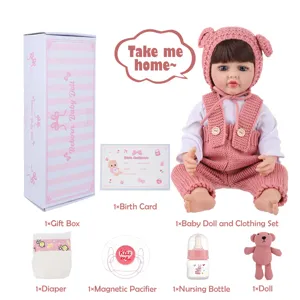 22 inch reborn baby doll simulation vinyl infant toy set with clothes box and cute accessories
