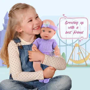12-inch reborn baby doll set with cute purple outfit, soft vinyl toddler toy for kids.