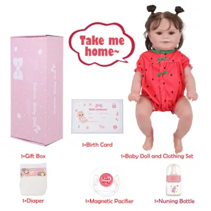 Ensemble de poupée reborn de 20 pouces avec robe pastèque mignonne et accessoires.