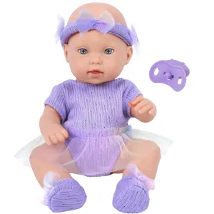 12 inch reborn baby doll set with cute purple knitted outfit headband socks and pacifier