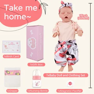 18 inch reborn baby doll set with clothing gift box feeding bottle pacifier and birth card