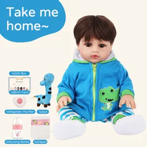 45cm reborn baby doll detailed set with pacifier feeding bottle diaper and birth certificate.