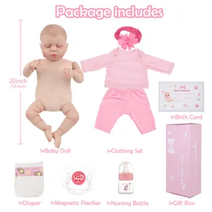 Poupée Bébé Reborn 20 Pouces Ensemble Complet avec Vêtements Bouteille Coffret Cadeau
