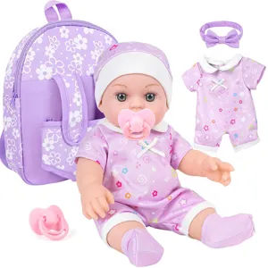 Pollici Bambola Reborn Playset Morbido Vinile Neonato Giocattolo Calmante Zaino Abbigliamento Set Bambini Ragazze Regalo