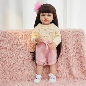22 Inch Reborn Baby Doll Full Vinyl Simulation Lifelike Infant Toy With Cute Clothes.