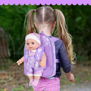 set zaino bambola neonato 12 pollici carina bambola vinile morbido con borsa floreale per bambini