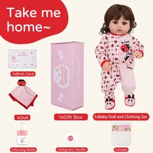 45cm Reborn Baby Doll Set Cute Lifelike Infant Toy with Gift Box and Nursing Accessories