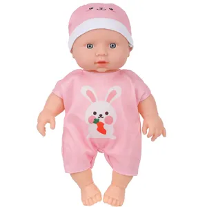 25cm cute vinyl baby doll with pink bunny romper and matching hat for kids early education toys