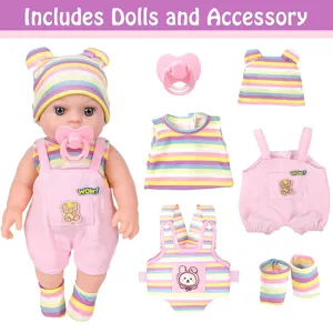 30cm reborn baby doll set with cute clothes pacifier hat and multiple adorable accessories for kids.