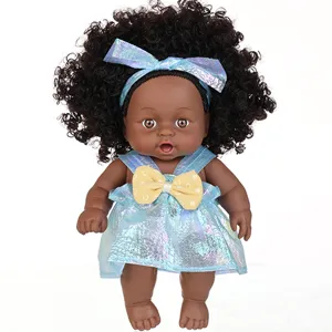 8 inch black baby doll 20cm vinyl reborn doll cute curly hair infant toy gift for kids