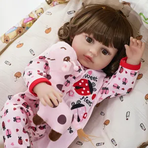 45cm reborn baby doll realistic vinyl toy children soothing doll cute pink pajama detail view