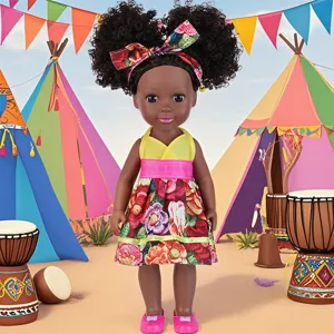 Cute 35cm Black Baby Doll African Doll Toy for Kids Pretend Play Birthday Party Gift
