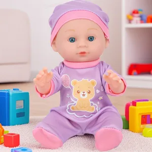 Vinyl baby doll set for girls, cute simulation infant toy with clothes and matching hat.
