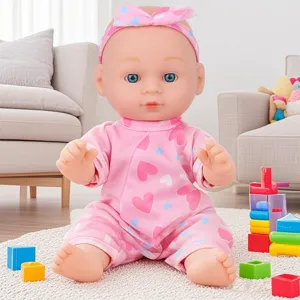 Vinyl baby doll toy for girls cute pink heart outfit realistic newborn baby doll set for kids
