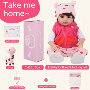45cm Reborn Baby Doll Lifelike Vinyl Silicone Infant Toy Set with Gift Box Clothes Diaper
