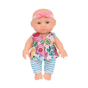 6.5 inch Reborn Baby Doll Cute Simulation Infant Toy with Floral Outfit & Headband