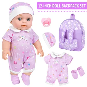 12 Zoll Babypuppe Kleidung und Rucksack Set mit süßem Sternenmuster Strampler und Zubehör.