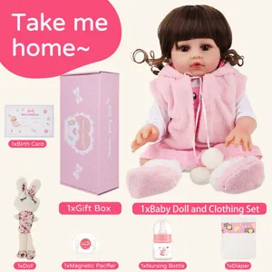 Reborn baby doll set 45cm lifelike vinyl infant toy with cute clothes gift box accessories