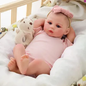 Poupee bebe reborn de 20 pouces jouet de simulation mignon avec vetements roses pour enfants