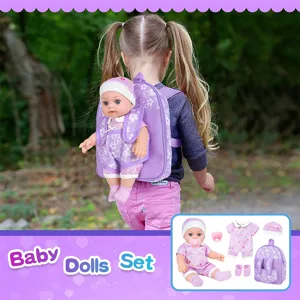30cm Süßes Baby Puppe Set mit Rucksack Kleidung Schnuller Mode Wiedergeburtsspielzeug Mädchen