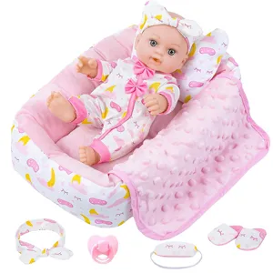 Σετ ρούχων και αξεσουάρ για κούκλα αναγέννησης 30cm με ροζ κουβέρτα για παιχνίδι παιδιών
