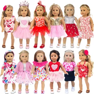 18-inch American girl doll clothes Valentine's day theme dress set cute 45cm doll outfits