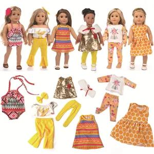 Fashion 18 Inch Doll Clothes Gold Sequin Dress Accessories For 43cm Baby Doll American Girl Outfits Decorative Toy Gift
