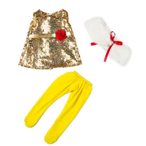 18 inch doll clothes set gold sequin dress yellow leggings doll accessories outfit