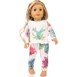 18 inch American girl doll clothes long sleeve top pants set spring autumn doll outfit